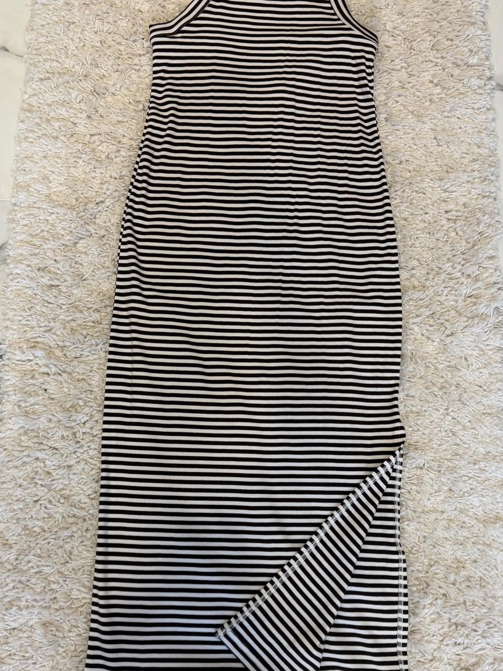LOFT Brown and White Striped Maxi Skirt